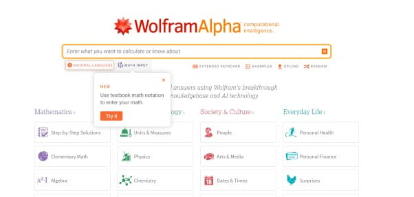 wolfram Alpha-problem solving website
